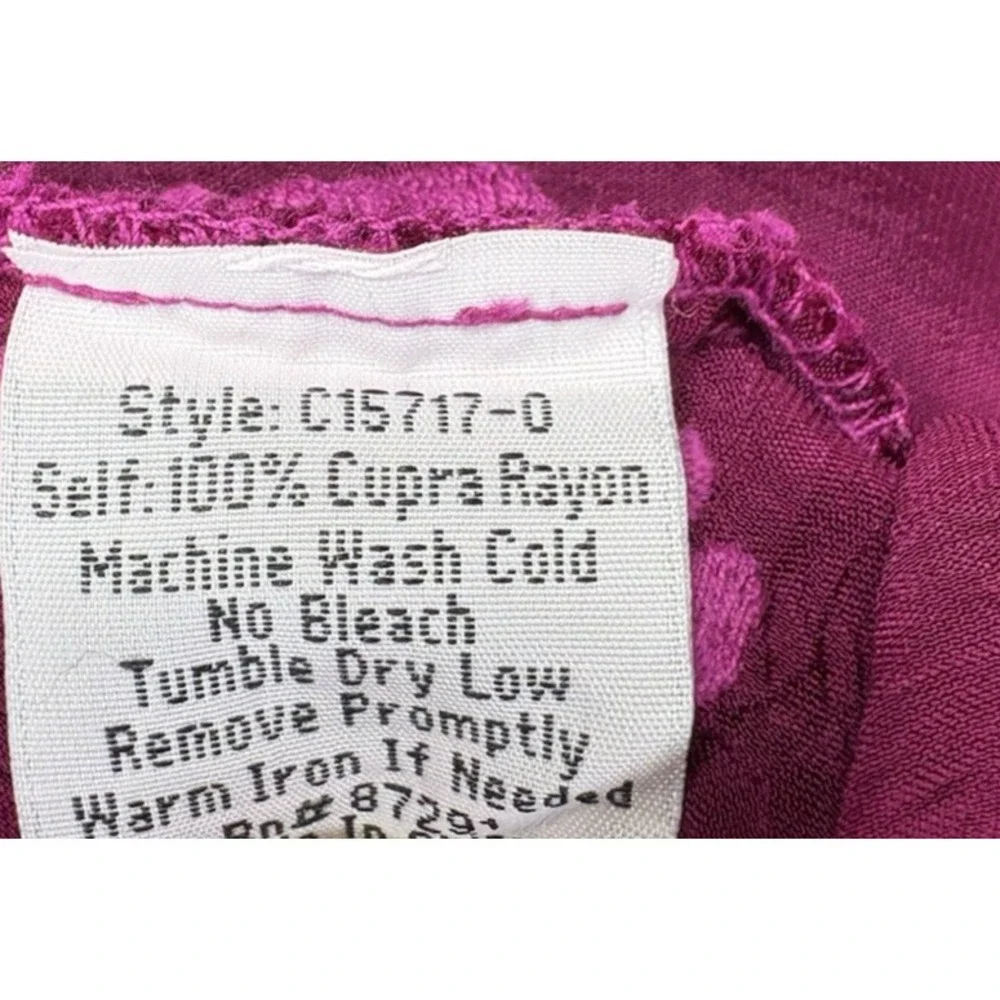 Johnny Was Womens XS Rayon Georgette Blouse Floral Embroidered Eyelet Boho